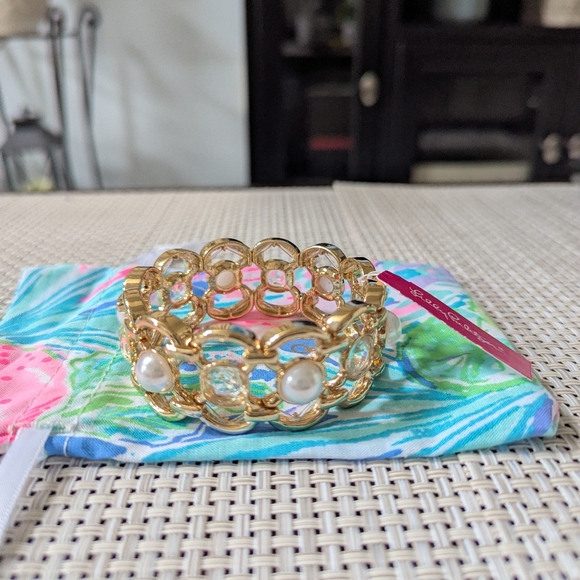 NWT Lilly Pulitzer Pink Palms Cuff Bracelet - Picture 3 of 3